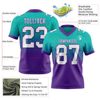 Custom Aqua White-Purple Authentic Fade Fashion Football Jersey