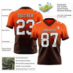 Custom Orange White-Brown Authentic Fade Fashion Football Jersey