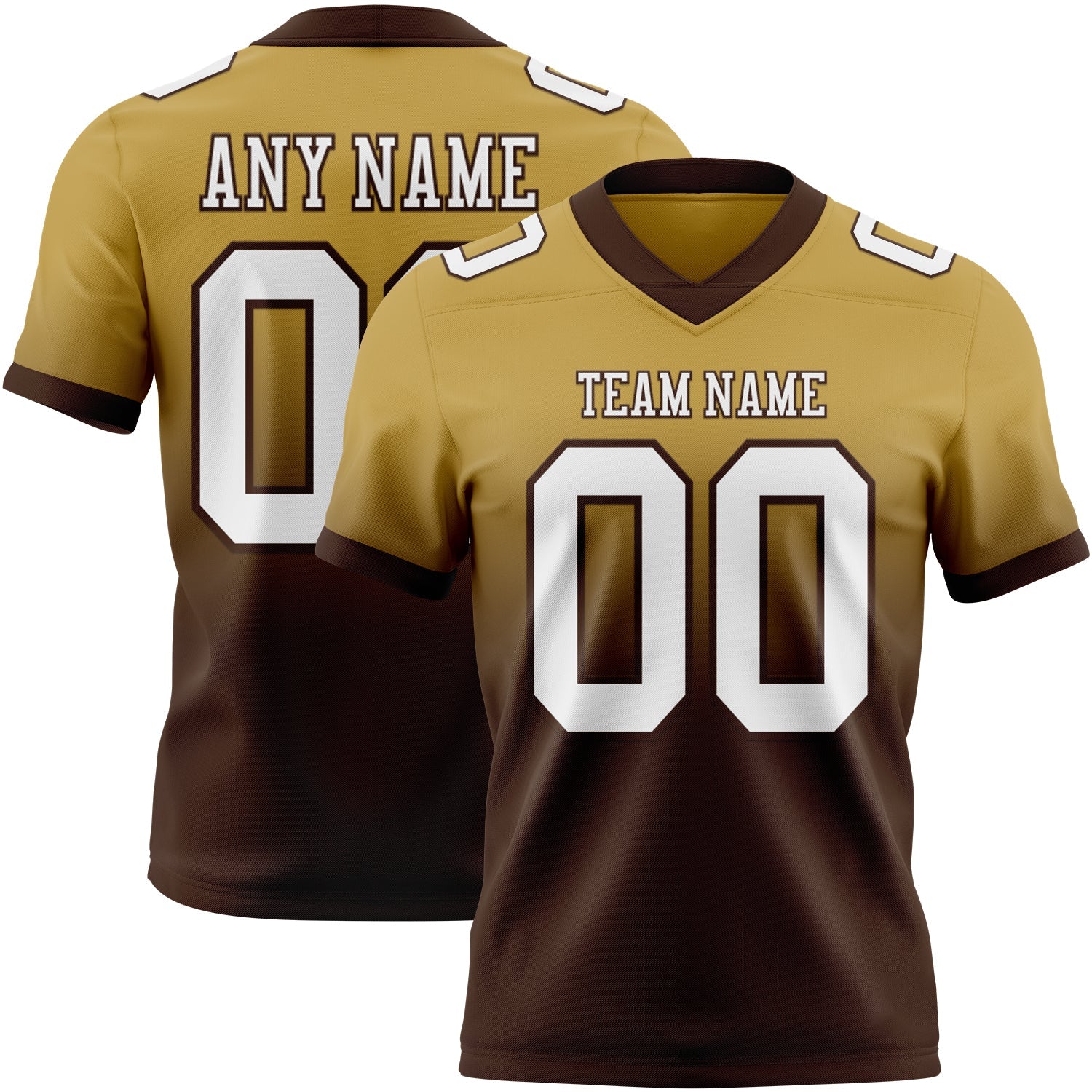 Custom Old Gold White-Brown Authentic Fade Fashion Football Jersey
