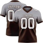 Custom Gray White-Brown Authentic Fade Fashion Football Jersey