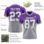 Custom Purple White-Gray Authentic Fade Fashion Football Jersey
