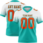 Custom White Orange-Aqua Authentic Fade Fashion Football Jersey