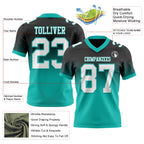 Custom Black White-Aqua Authentic Fade Fashion Football Jersey