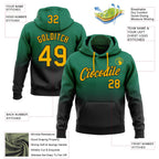 Custom Stitched Kelly Green Gold-Black Fade Fashion Sports Pullover Sweatshirt Hoodie