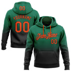 Custom Stitched Kelly Green Orange-Black Fade Fashion Sports Pullover Sweatshirt Hoodie
