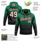 Custom Stitched Kelly Green White Black-Red Fade Fashion Sports Pullover Sweatshirt Hoodie