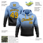 Custom Stitched Light Blue Gold-Black Fade Fashion Sports Pullover Sweatshirt Hoodie