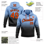 Custom Stitched Light Blue Orange-Black Fade Fashion Sports Pullover Sweatshirt Hoodie
