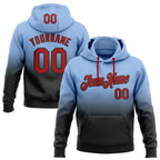 Custom Stitched Light Blue Red-Black Fade Fashion Sports Pullover Sweatshirt Hoodie