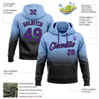 Custom Stitched Light Blue Purple-Black Fade Fashion Sports Pullover Sweatshirt Hoodie