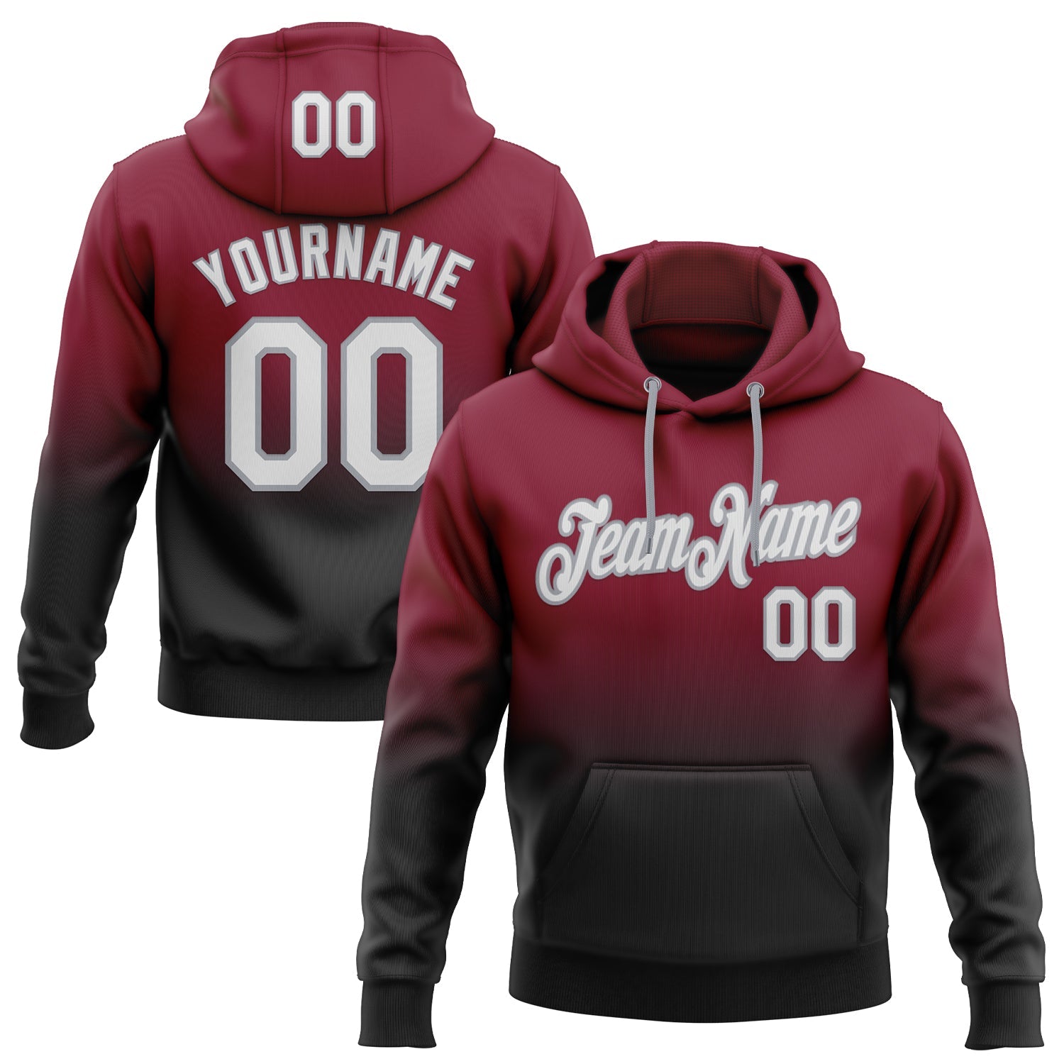 Custom Stitched Crimson White Black-Gray Fade Fashion Sports Pullover Sweatshirt Hoodie