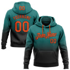 Custom Stitched Teal Orange-Black Fade Fashion Sports Pullover Sweatshirt Hoodie