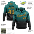 Custom Stitched Teal Old Gold-Black Fade Fashion Sports Pullover Sweatshirt Hoodie