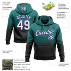Custom Stitched Teal White Black-Purple Fade Fashion Sports Pullover Sweatshirt Hoodie