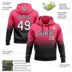 Custom Stitched Neon Pink White-Black Fade Fashion Sports Pullover Sweatshirt Hoodie