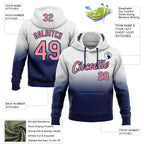 Custom Stitched White Medium Pink-Navy Fade Fashion Sports Pullover Sweatshirt Hoodie