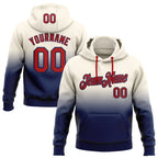 Custom Stitched Cream Red-Navy Fade Fashion Sports Pullover Sweatshirt Hoodie