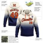 Custom Stitched Cream Orange-Navy Fade Fashion Sports Pullover Sweatshirt Hoodie
