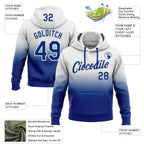 Custom Stitched White Royal Fade Fashion Sports Pullover Sweatshirt Hoodie