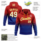 Custom Stitched Red White Royal-Gold Fade Fashion Sports Pullover Sweatshirt Hoodie