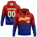 Custom Stitched Red White Royal-Gold Fade Fashion Sports Pullover Sweatshirt Hoodie