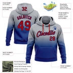 Custom Stitched Gray Red-Royal Fade Fashion Sports Pullover Sweatshirt Hoodie