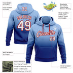 Custom Stitched Light Blue White Royal-Red Fade Fashion Sports Pullover Sweatshirt Hoodie