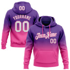 Custom Stitched Purple White-Pink Fade Fashion Sports Pullover Sweatshirt Hoodie
