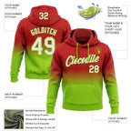 Custom Stitched Red White-Neon Green Fade Fashion Sports Pullover Sweatshirt Hoodie