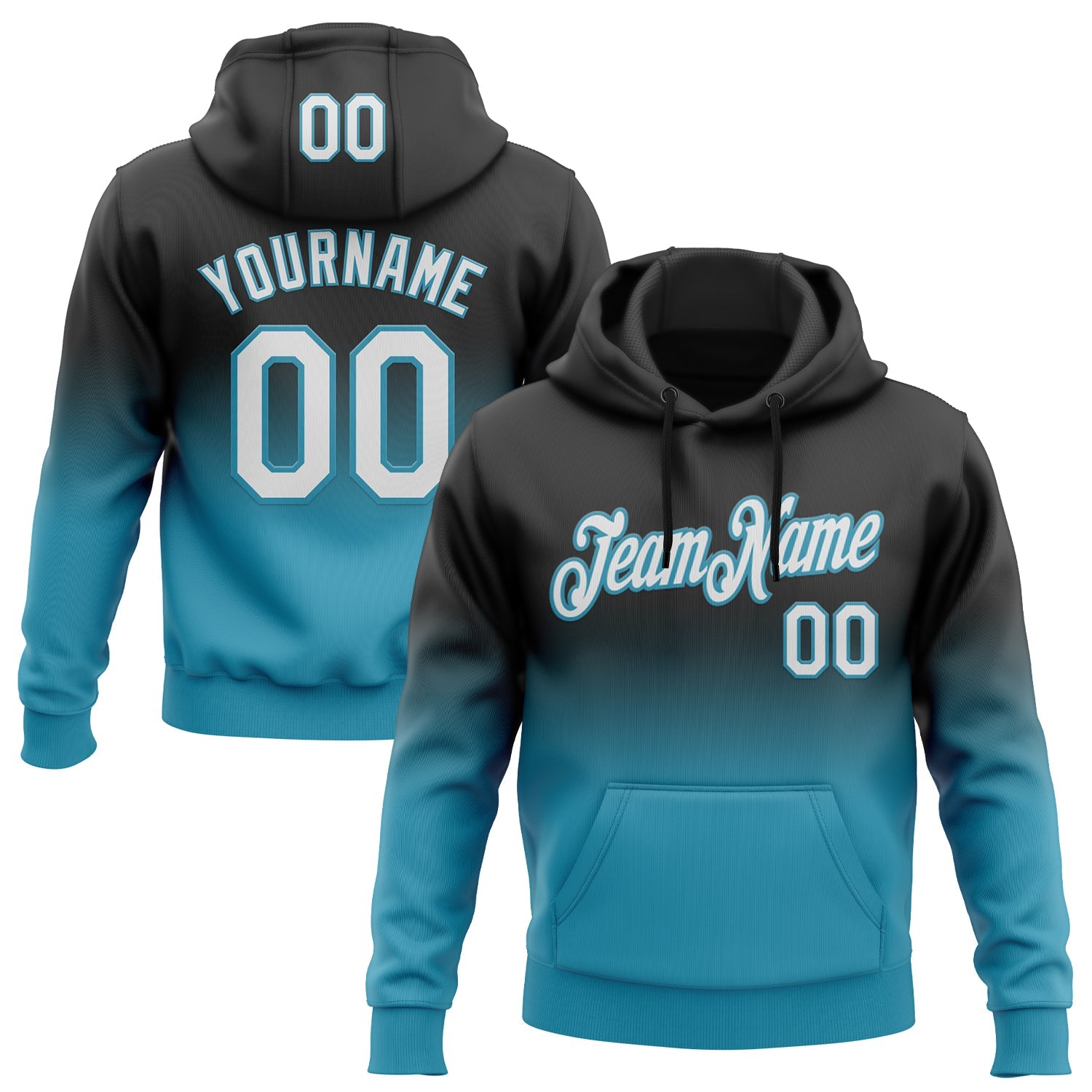 Custom Stitched Black White-Panther Blue Fade Fashion Sports Pullover Sweatshirt Hoodie