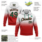 Custom Stitched White Kelly Green-Red Fade Fashion Sports Pullover Sweatshirt Hoodie