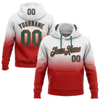 Custom Stitched White Kelly Green-Red Fade Fashion Sports Pullover Sweatshirt Hoodie