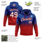 Custom Stitched Royal White-Red Fade Fashion Sports Pullover Sweatshirt Hoodie