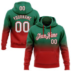 Custom Stitched Kelly Green White-Red Fade Fashion Sports Pullover Sweatshirt Hoodie
