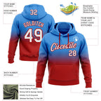 Custom Stitched Powder Blue White-Red Fade Fashion Sports Pullover Sweatshirt Hoodie