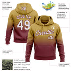 Custom Stitched Old Gold White-Burgundy Fade Fashion Sports Pullover Sweatshirt Hoodie