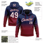 Custom Stitched Navy White-Crimson Fade Fashion Sports Pullover Sweatshirt Hoodie
