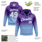 Custom Stitched Purple White-Light Blue Fade Fashion Sports Pullover Sweatshirt Hoodie