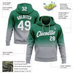 Custom Stitched Kelly Green White-Gray Fade Fashion Sports Pullover Sweatshirt Hoodie