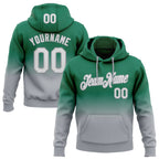 Custom Stitched Kelly Green White-Gray Fade Fashion Sports Pullover Sweatshirt Hoodie