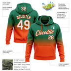Custom Stitched Kelly Green White-Orange Fade Fashion Sports Pullover Sweatshirt Hoodie