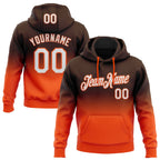 Custom Stitched Brown White-Orange Fade Fashion Sports Pullover Sweatshirt Hoodie