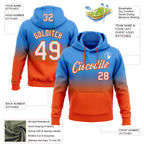 Custom Stitched Powder Blue White-Orange Fade Fashion Sports Pullover Sweatshirt Hoodie