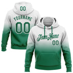 Custom Stitched White Kelly Green Fade Fashion Sports Pullover Sweatshirt Hoodie