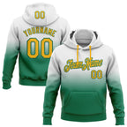 Custom Stitched White Gold-Kelly Green Fade Fashion Sports Pullover Sweatshirt Hoodie