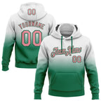 Custom Stitched White Medium Pink-Kelly Green Fade Fashion Sports Pullover Sweatshirt Hoodie