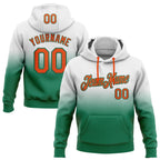 Custom Stitched White Orange-Kelly Green Fade Fashion Sports Pullover Sweatshirt Hoodie
