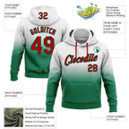 Custom Stitched White Red-Kelly Green Fade Fashion Sports Pullover Sweatshirt Hoodie