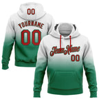 Custom Stitched White Red-Kelly Green Fade Fashion Sports Pullover Sweatshirt Hoodie
