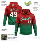 Custom Stitched Red White-Kelly Green Fade Fashion Sports Pullover Sweatshirt Hoodie